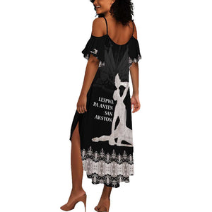 Haiti Neg Marron Summer Maxi Dress Hope is Nothing Without Action - Silver