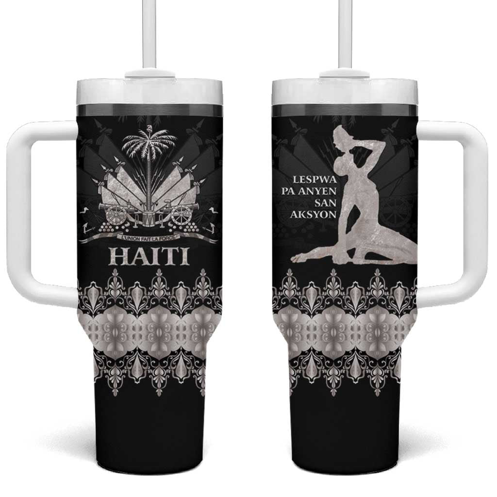 Haiti Neg Marron Tumbler With Handle Hope is Nothing Without Action - Silver