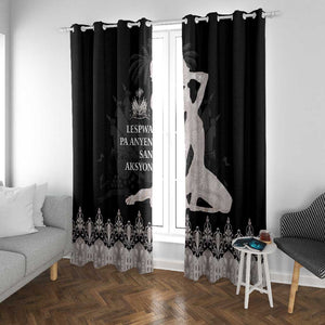 Haiti Neg Marron Window Curtain Hope is Nothing Without Action - Silver