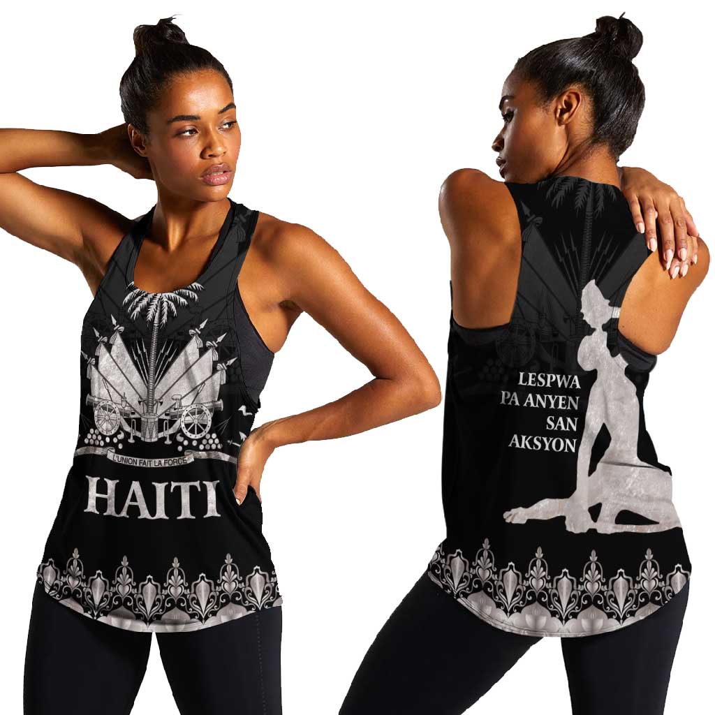 Haiti Neg Marron Women Racerback Tank Hope is Nothing Without Action - Silver