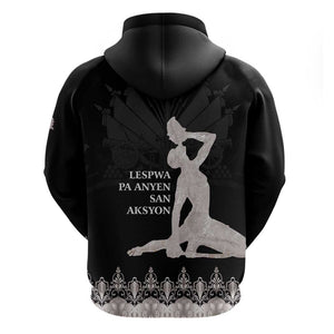 Haiti Neg Marron Zip Hoodie Hope is Nothing Without Action - Silver