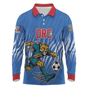Custom Football 2026 DR Congo Leopards Long Sleeve Polo Shirt Warriors of the Equator