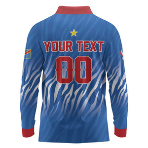 Custom Football 2026 DR Congo Leopards Long Sleeve Polo Shirt Warriors of the Equator