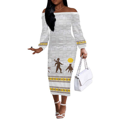 Personalized Kingdom of Kakongo Off The Shoulder Long Sleeve Dress Royal Stylized