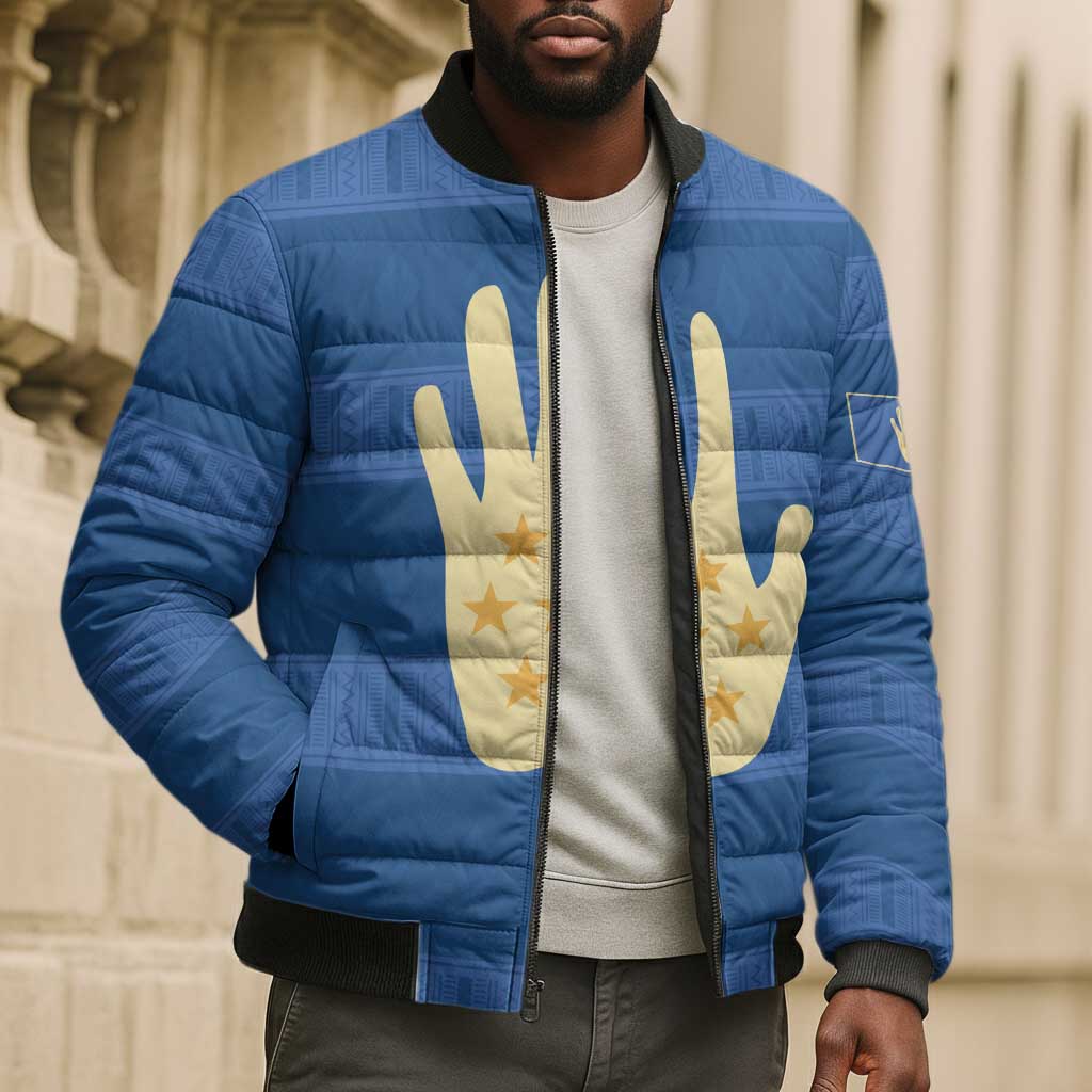 Kingdom of Loango Bomber Puffer Jacket African Pattern Flag Stylized