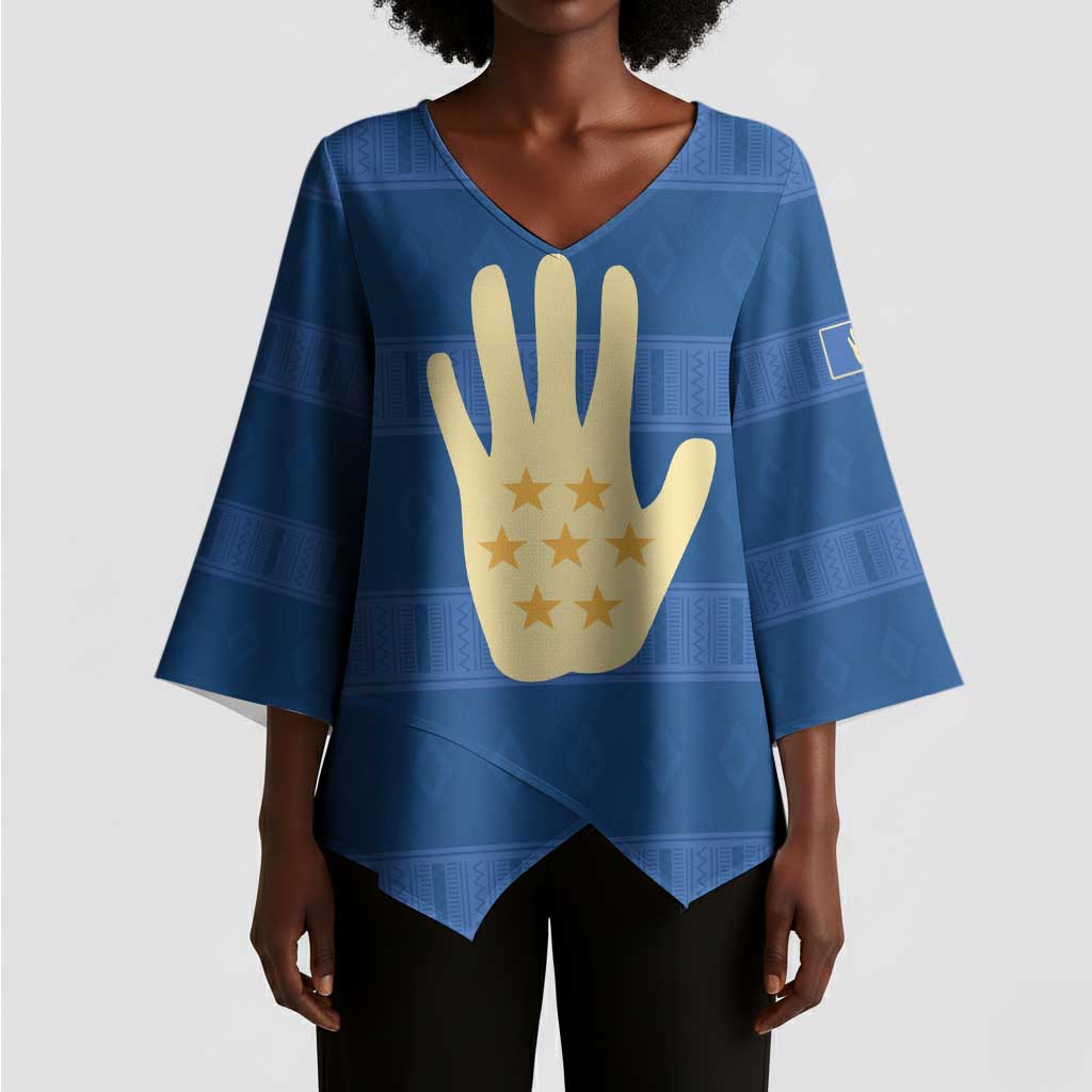 Kingdom of Loango Kimono Sleeve Blouse African Pattern Flag Stylized