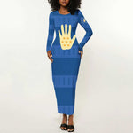 Kingdom of Loango Long Sleeve Bodycon Dress African Pattern Flag Stylized