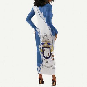 Kingdom of Loango Long Sleeve Bodycon Dress African Pattern Flag Stylized