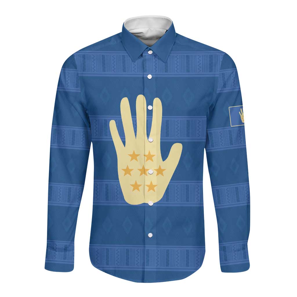 Kingdom of Loango Long Sleeve Button Shirt African Pattern Flag Stylized