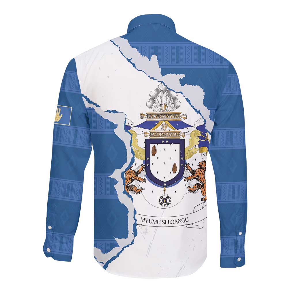 Kingdom of Loango Long Sleeve Button Shirt African Pattern Flag Stylized