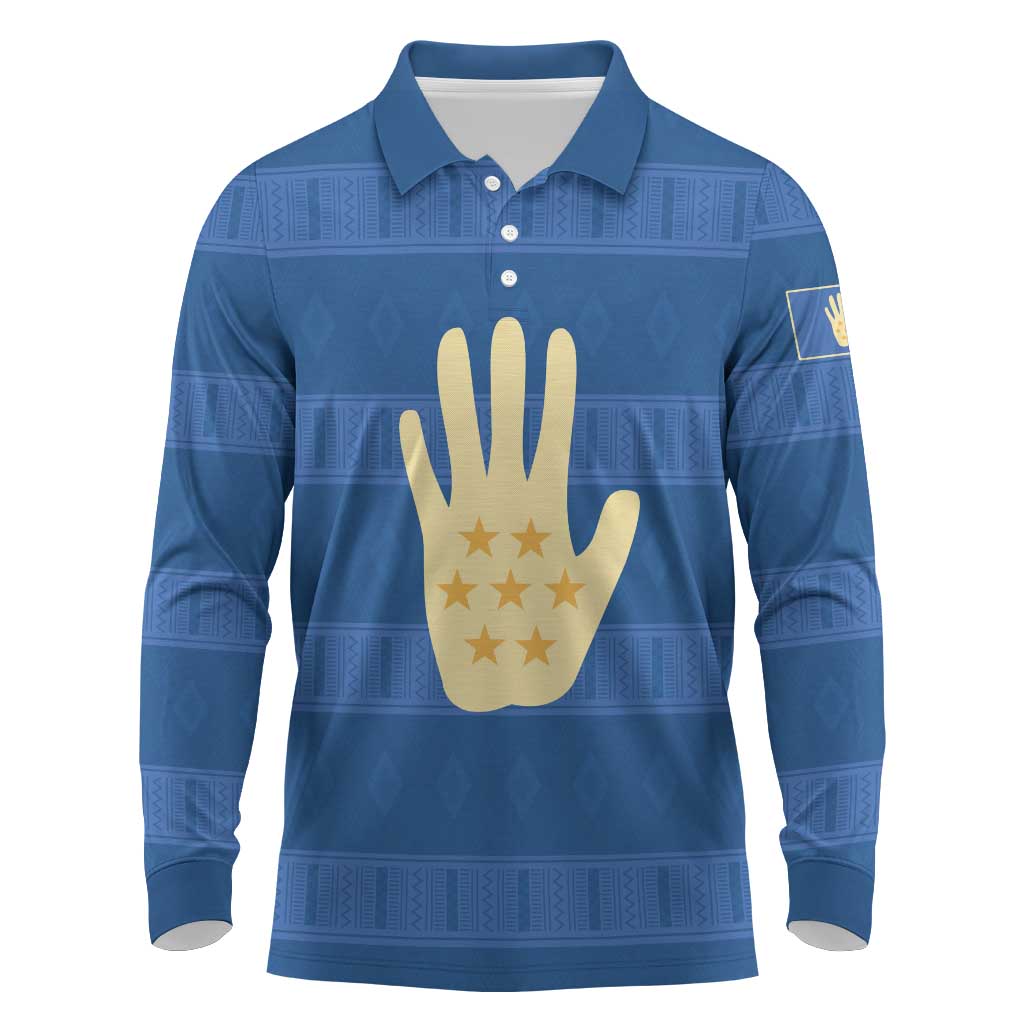 Kingdom of Loango Long Sleeve Polo Shirt African Pattern Flag Stylized