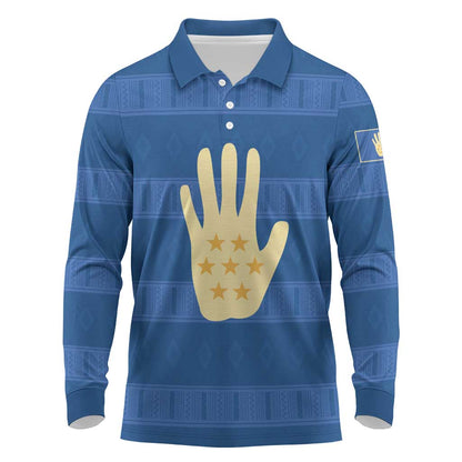 Kingdom of Loango Long Sleeve Polo Shirt African Pattern Flag Stylized
