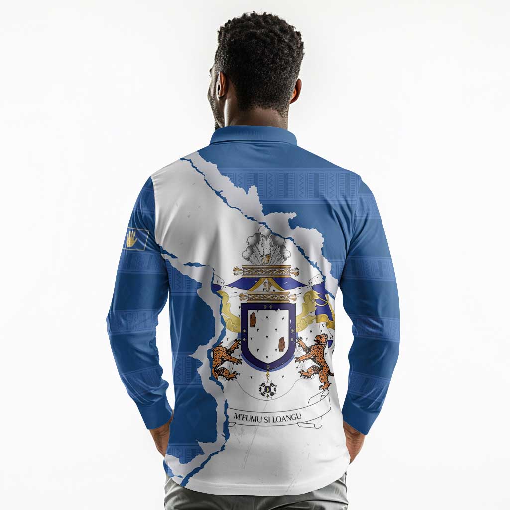 Kingdom of Loango Long Sleeve Polo Shirt African Pattern Flag Stylized