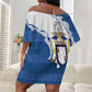 Kingdom of Loango Off Shoulder Short Dress African Pattern Flag Stylized