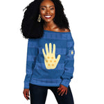 Kingdom of Loango Off Shoulder Sweater African Pattern Flag Stylized