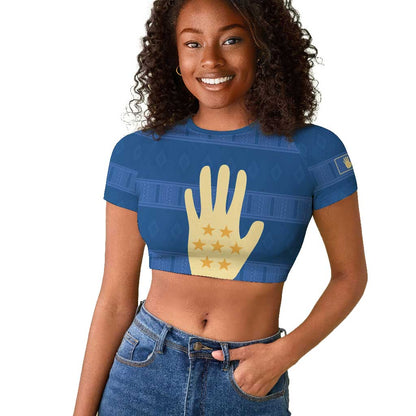 Kingdom of Loango Raglan Cropped T shirt African Pattern Flag Stylized
