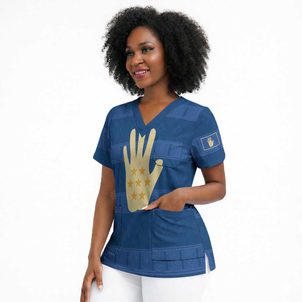 Kingdom of Loango Scrub Top African Pattern Flag Stylized