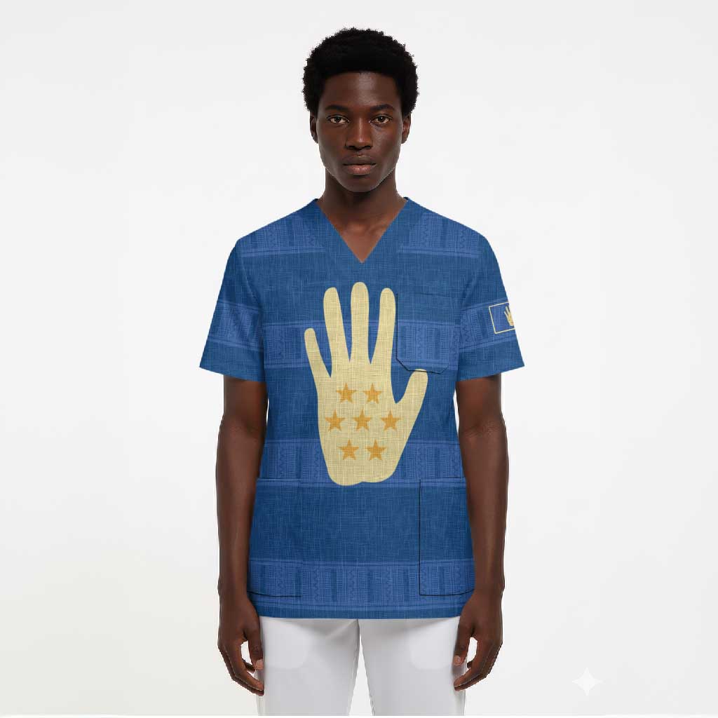 Kingdom of Loango Scrub Top African Pattern Flag Stylized