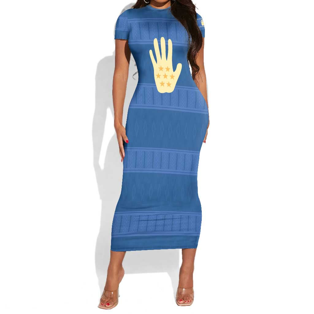 Kingdom of Loango Short Sleeve Bodycon Dress African Pattern Flag Stylized