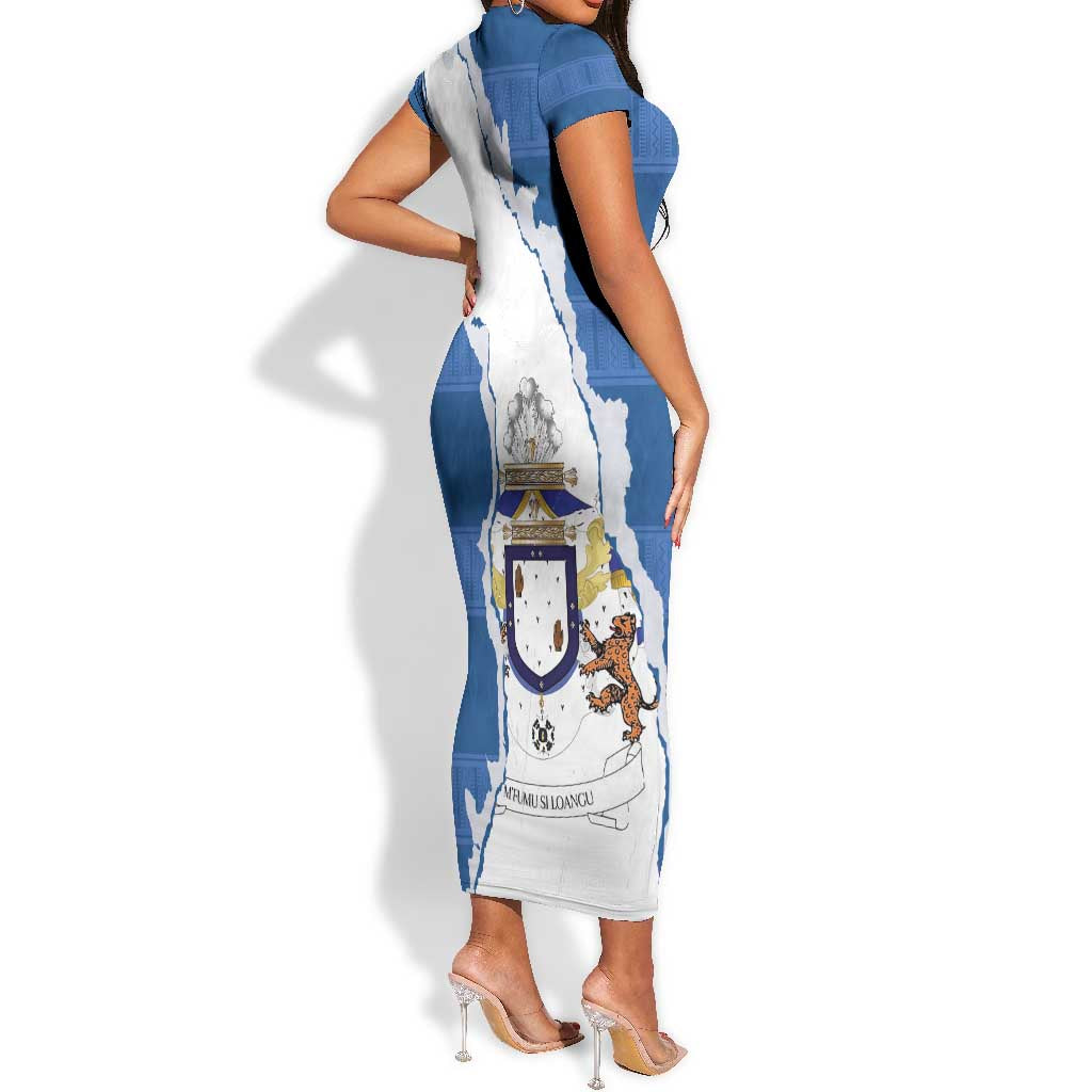 Kingdom of Loango Short Sleeve Bodycon Dress African Pattern Flag Stylized
