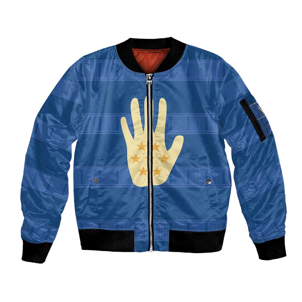 Kingdom of Loango Sleeve Zip Bomber Jacket African Pattern Flag Stylized