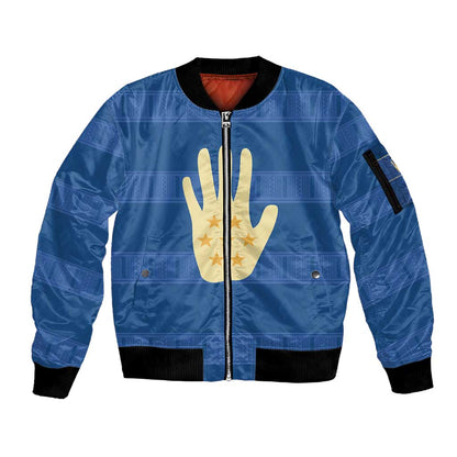 Kingdom of Loango Sleeve Zip Bomber Jacket African Pattern Flag Stylized