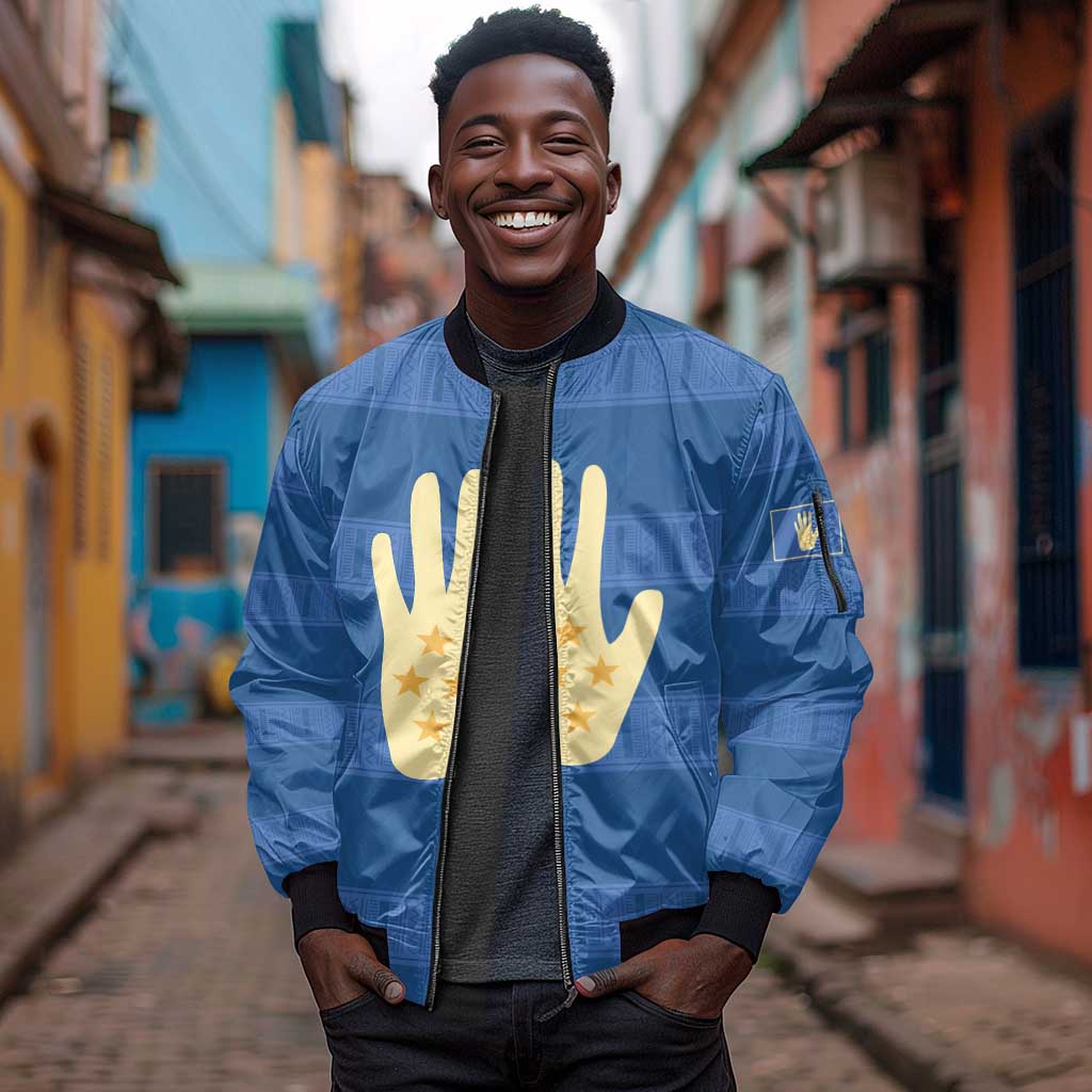 Kingdom of Loango Sleeve Zip Bomber Jacket African Pattern Flag Stylized