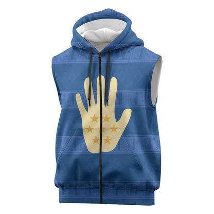 Kingdom of Loango Sleeveless Zip Hoodie African Pattern Flag Stylized
