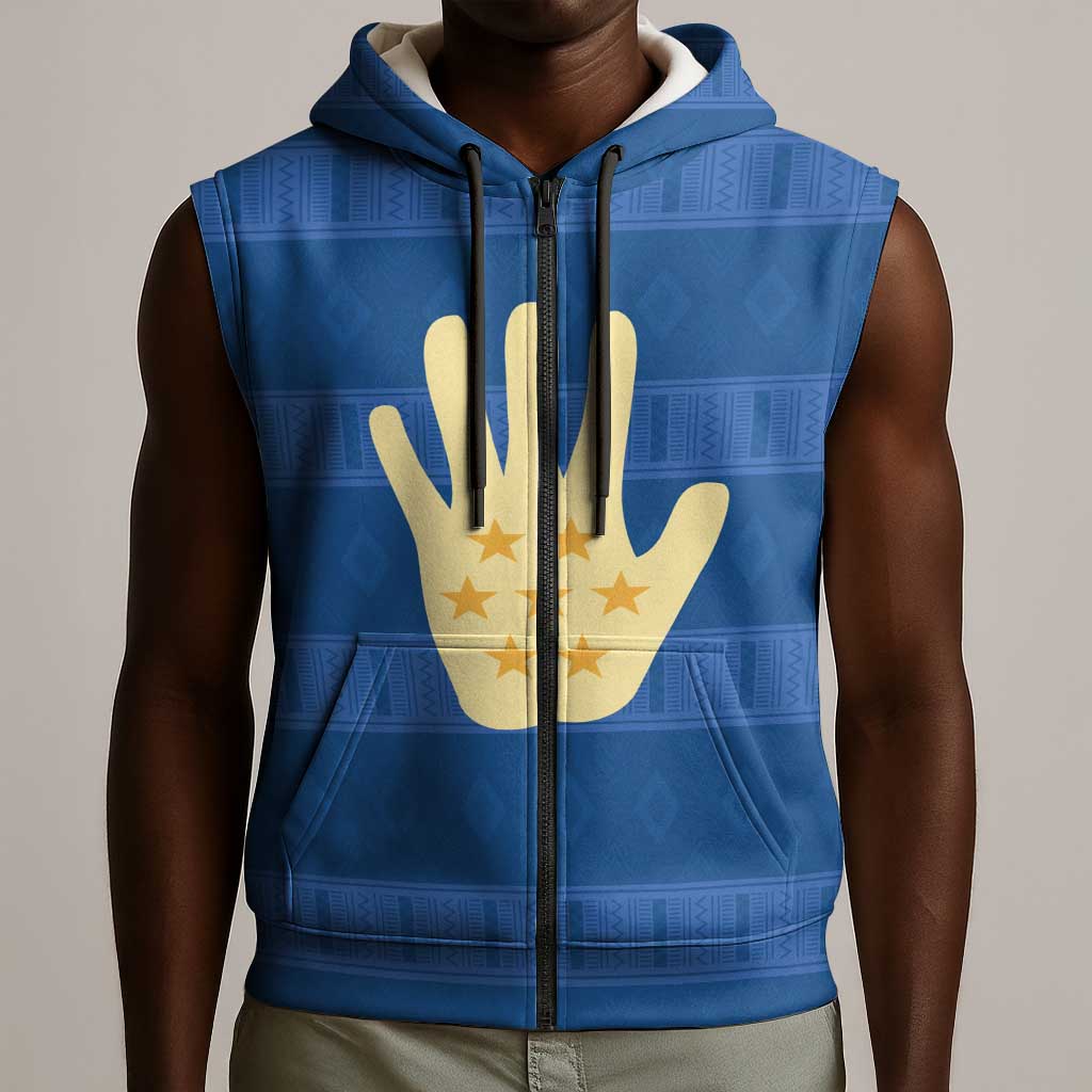 Kingdom of Loango Sleeveless Zip Hoodie African Pattern Flag Stylized
