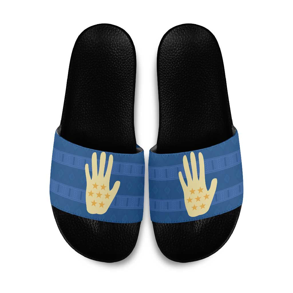 Kingdom of Loango Slide Sandals African Pattern Flag Stylized