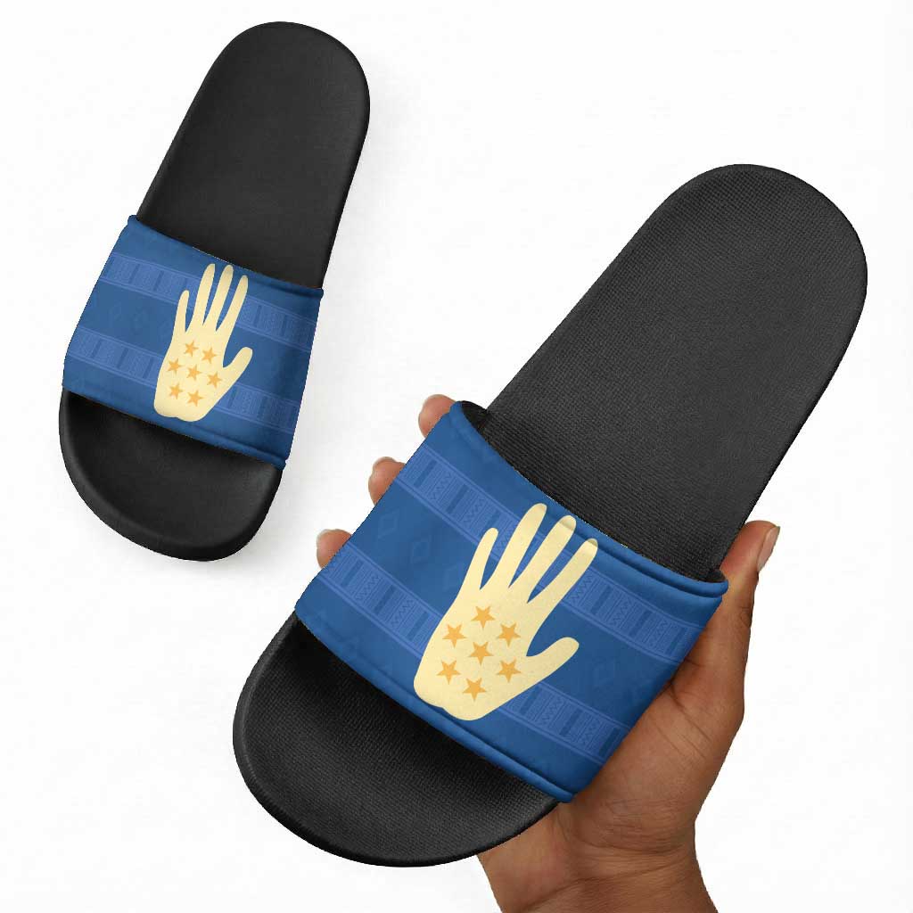 Kingdom of Loango Slide Sandals African Pattern Flag Stylized