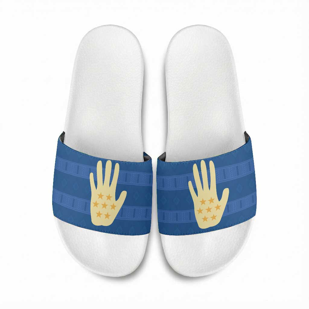 Kingdom of Loango Slide Sandals African Pattern Flag Stylized