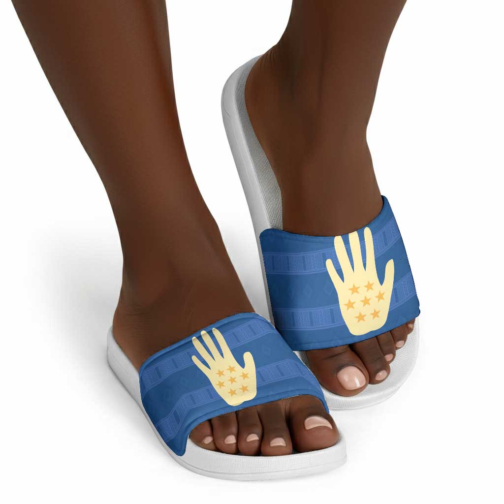 Kingdom of Loango Slide Sandals African Pattern Flag Stylized