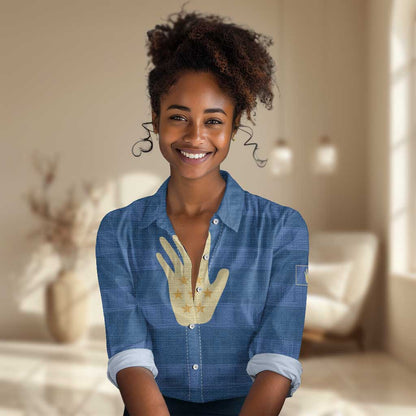 Kingdom of Loango Women Casual Shirt African Pattern Flag Stylized