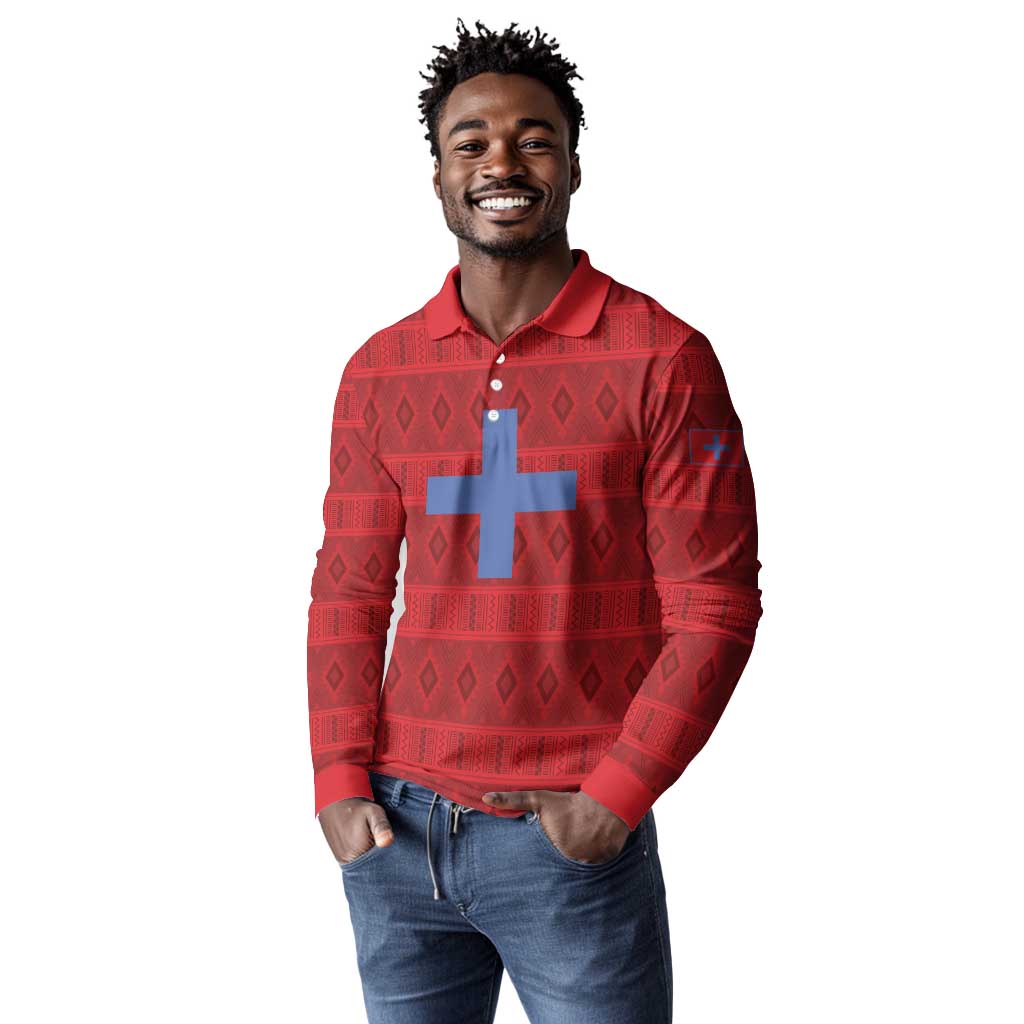 Kingdom of Ndongo Long Sleeve Polo Shirt Utuminu ua Ngola
