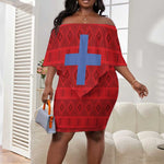 Kingdom of Ndongo Off Shoulder Short Dress Utuminu ua Ngola