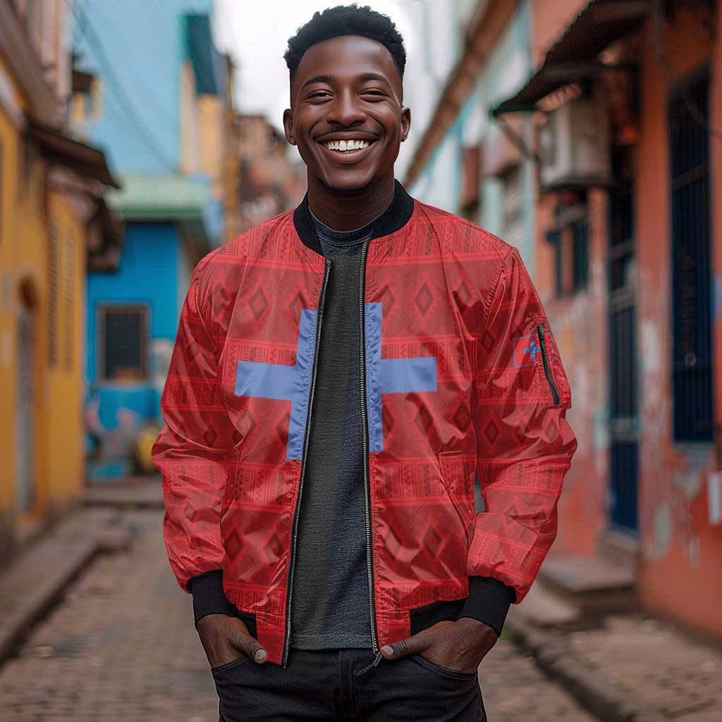 Kingdom of Ndongo Sleeve Zip Bomber Jacket Utuminu ua Ngola