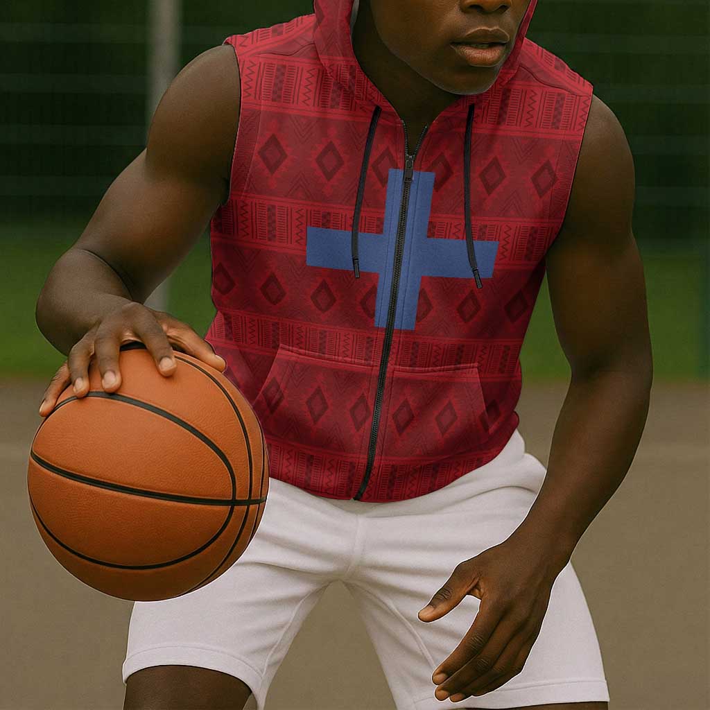 Kingdom of Ndongo Sleeveless Zip Hoodie Utuminu ua Ngola