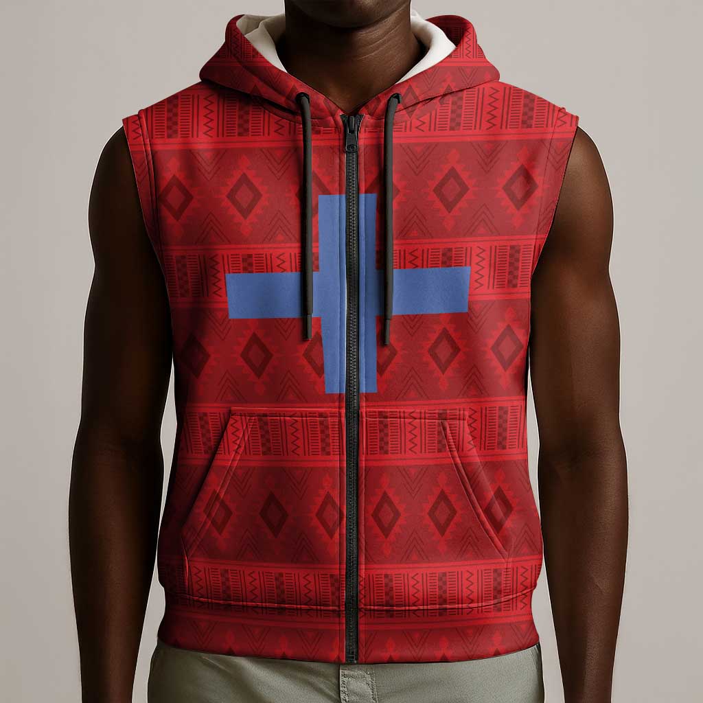Kingdom of Ndongo Sleeveless Zip Hoodie Utuminu ua Ngola