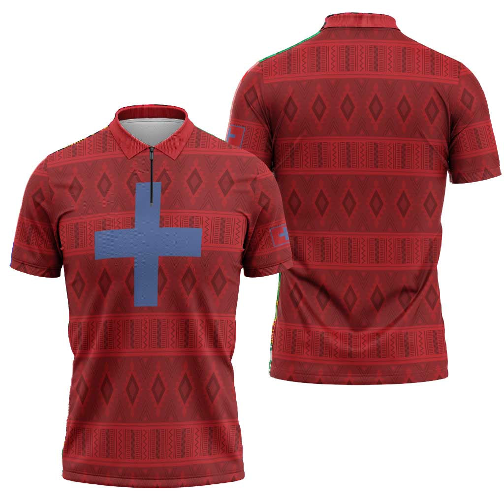 Kingdom of Ndongo Zipper Polo Shirt Utuminu ua Ngola