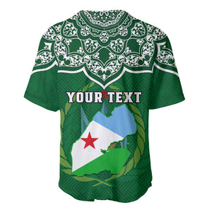 Custom Djibouti Baseball Jersey with Jabuuti Emblem and Islamic Floral Circle