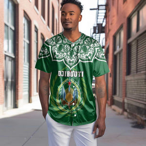 Custom Djibouti Baseball Jersey with Jabuuti Emblem and Islamic Floral Circle