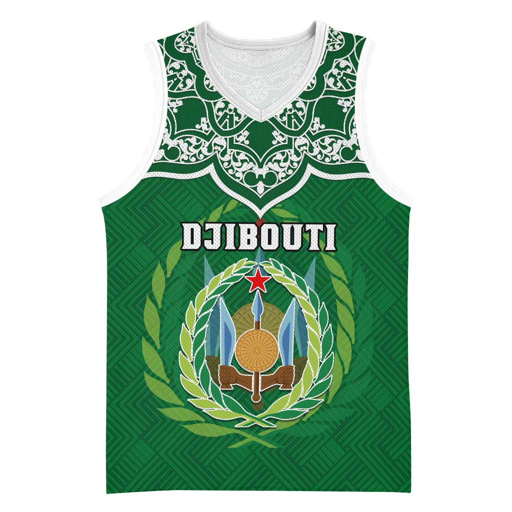 Custom Djibouti Basketball Jersey with Jabuuti Emblem and Islamic Floral Circle LT01