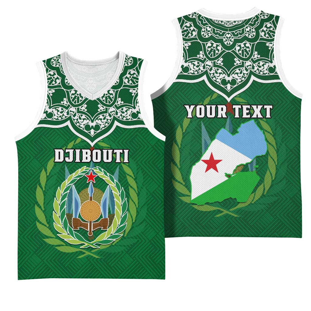 Custom Djibouti Basketball Jersey with Jabuuti Emblem and Islamic Floral Circle LT01