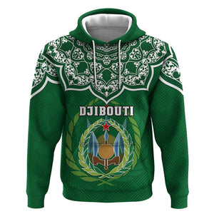 Custom Djibouti Hoodie with Jabuuti Emblem and Islamic Floral Circle