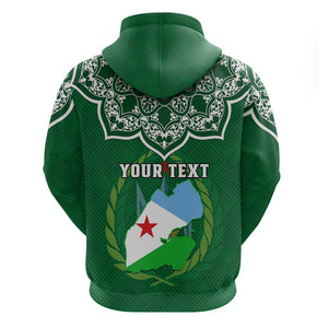 Custom Djibouti Hoodie with Jabuuti Emblem and Islamic Floral Circle