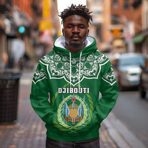 Custom Djibouti Hoodie with Jabuuti Emblem and Islamic Floral Circle