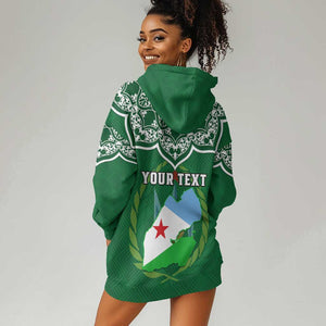 Custom Djibouti Hoodie Dress with Jabuuti Emblem and Islamic Floral Circle