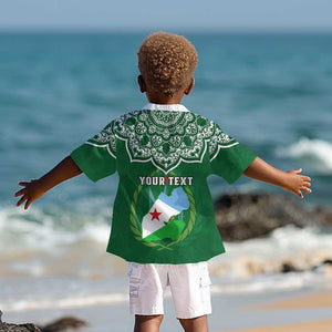 Custom Djibouti Kid Hawaiian Shirt with Jabuuti Emblem and Islamic Floral Circle