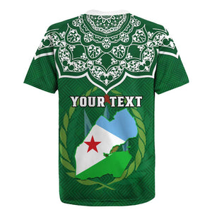 Custom Djibouti Rugby Jersey with Jabuuti Emblem and Islamic Floral Circle